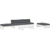Image de vidaXL - 5-delige - Loungeset - met - kussens - massief - hout - wit
