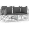 Image de vidaXL - 2-delige - Loungeset - met - kussens - staal - wit