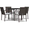 Image de vidaXL - 5-delige - Tuinset - met - kussens - poly - rattan - en - staal