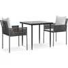 Image de vidaXL - 3-delige - Tuinset - met - kussens - poly - rattan - en - staal