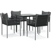 Image de vidaXL - 5-delige - Tuinset - met - kussens - poly - rattan - en - staal