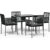 Image de vidaXL - 5-delige - Tuinset - met - kussens - poly - rattan - en - staal - zwart