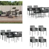 Image de vidaXL - 5-delige - Tuinset - met - kussens - poly - rattan - en - staal - zwart