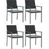Image de vidaXL - Tuinstoelen - 4 - st - met - kussens - 54x62,5x89 - cm - poly - rattan - zwart