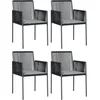 Image de vidaXL - Tuinstoelen - 4 - st - met - kussens - 54x60,5x83,5 - cm - poly - rattan - zwart