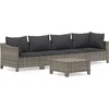 Image de vidaXL - 5-delige - Loungeset - met - kussens - poly - rattan - grijs