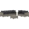 Image de vidaXL - 6-delige - Loungeset - met - kussens - poly - rattan - grijs