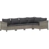 Image de vidaXL - 5-delige - Loungeset - met - kussens - poly - rattan - grijs