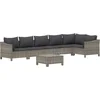 Image de vidaXL - 7-delige - Loungeset - met - kussens - poly - rattan - grijs