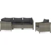 Image de vidaXL - 5-delige - Loungeset - met - kussens - poly - rattan - grijs
