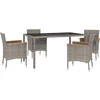 Image de vidaXL - 5-delige - Tuinset - met - kussens - poly - rattan - grijs