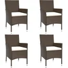 Image de vidaXL - 5-delige - Bistroset - met - kussens - poly - rattan - bruin