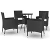 Image de vidaXL - 5-delige - Bistroset - met - kussens - poly - rattan - zwart