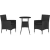 Image de vidaXL - 3-delige - Bistroset - met - kussens - poly - rattan - zwart
