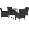 Image de vidaXL - 5-delige - Bistroset - met - kussens - poly - rattan - zwart