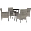 Image de vidaXL - 5-delige - Bistroset - met - kussens - poly - rattan - grijs