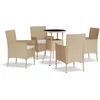 Image de vidaXL - 5-delige - Bistroset - met - kussens - poly - rattan - beige