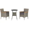 Image de vidaXL - 3-delige - Bistroset - met - kussens - poly - rattan - grijs