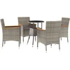 Image de vidaXL - 5-delige - Bistroset - met - kussens - poly - rattan - grijs