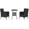 Image de vidaXL - 3-delige - Bistroset - met - kussens - poly - rattan - zwart