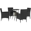 Image de vidaXL - 5-delige - Bistroset - met - kussens - poly - rattan - zwart