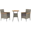Image de vidaXL - 3-delige - Bistroset - met - kussens - poly - rattan - grijs