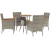 Image de vidaXL - 5-delige - Bistroset - met - kussens - poly - rattan - grijs