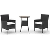 Image de vidaXL - 3-delige - Bistroset - met - kussens - poly - rattan - zwart