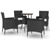Image de vidaXL - 5-delige - Bistroset - met - kussens - poly - rattan - zwart
