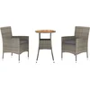 Image de vidaXL - 3-delige - Bistroset - met - kussens - poly - rattan - grijs