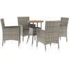 Image de vidaXL - 5-delige - Bistroset - met - kussens - poly - rattan - grijs