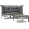 Image de vidaXL - 3-delige - Loungeset - met - kussens - poly - rattan - grijs
