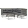 Image de vidaXL - 6-delige - Loungeset - met - kussens - poly - rattan - grijs