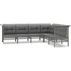 Image de vidaXL - 6-delige - Loungeset - met - kussens - poly - rattan - grijs