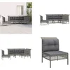 Image de vidaXL - 5-delige - Loungeset - met - kussens - poly - rattan - grijs