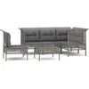 Image de vidaXL - 6-delige - Loungeset - met - kussens - poly - rattan - grijs