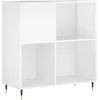 Image de vidaXL - Platenkast - 84,5x38x89 - cm - bewerkt - hout - hoogglans - wit