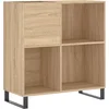 Image de vidaXL - Platenkast - 84,5x38x89 - cm - bewerkt - hout - sonoma - eikenkleurig