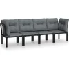 Image de vidaXL - 4-delige - Loungeset - poly - rattan - zwart - en - grijs