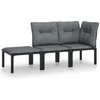 Image de vidaXL - 3-delige - Loungeset - met - kussens - poly - rattan - zwart - en - grijs