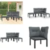 Image de vidaXL - 4-delige - Loungeset - poly - rattan - zwart - en - grijs