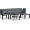 Image de vidaXL - 6-delige - Loungeset - poly - rattan - zwart - en - grijs