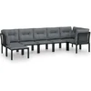 Image de vidaXL - 7-delige - Loungeset - poly - rattan - zwart - en - grijs
