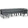 Image de vidaXL - 7-delige - Loungeset - poly - rattan - zwart - en - grijs