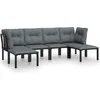 Image de vidaXL - 6-delige - Loungeset - poly - rattan - zwart - en - grijs