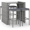 Image de vidaXL - 5-delige - Tuinbarset - met - kussens - poly - rattan - grijs