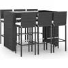 Image de vidaXL - 7-delige - Tuinbarset - met - kussens - poly - rattan - zwart