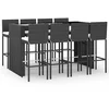 Image de vidaXL - 9-delige - Tuinbarset - met - kussens - poly - rattan - zwart