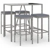 Image de vidaXL - 5-delige - Tuinbarset - met - kussens - poly - rattan - grijs