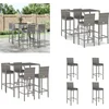 Image de vidaXL - 5-delige - Tuinbarset - met - kussens - poly - rattan - grijs